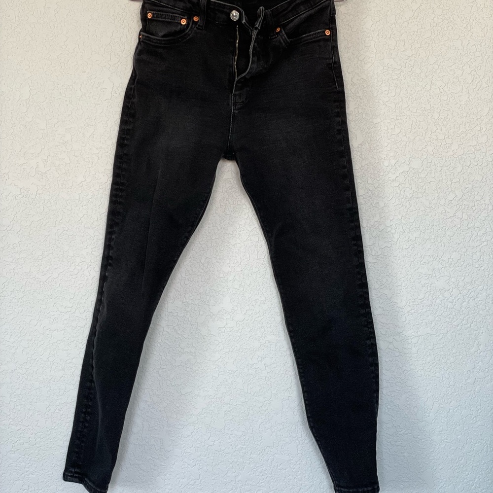 Zara High Waist Jeans Black 6